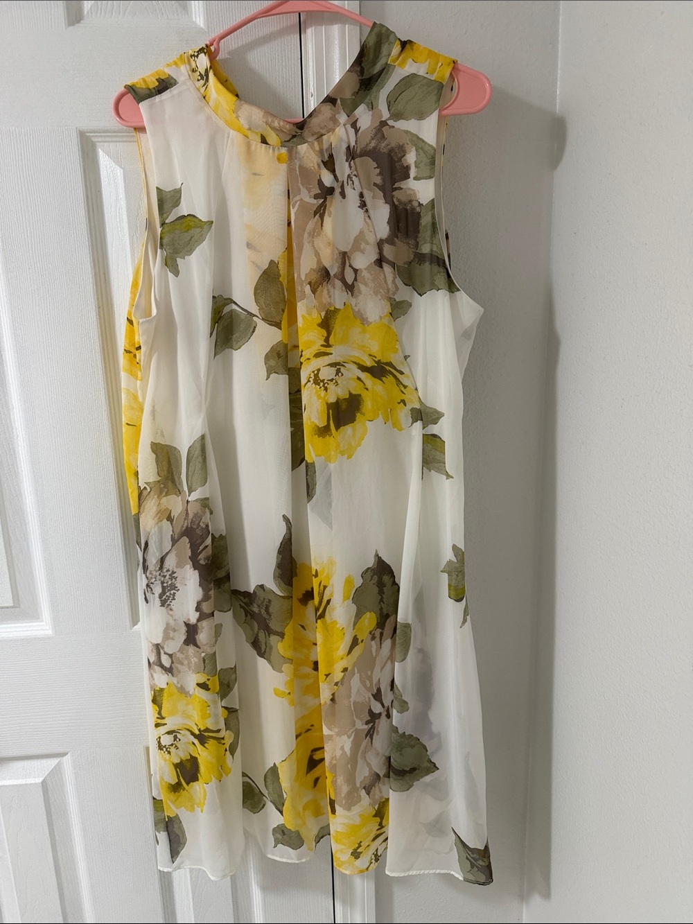 Robbie Bee Cream Dress with Yellow and Brown Floral Accents